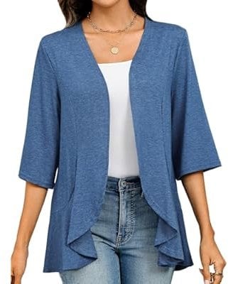 3/4 Sleeve Lightweight Cardigan (Various Colors) Deal