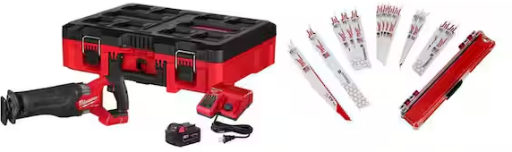 Milwaukee M18 FUEL 18V Brushless SAWZALL w/ PACKOUT Box, 5.0Ah Battery, Charger and 13-Pc Blade Set Deal