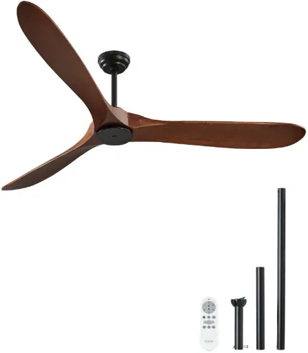 VEVOR 72" 3-Wood-Blade Ceiling Fan without Light