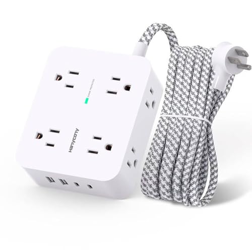 HANYCONY Surge Protector Power Strip 1080J 5 Ft 8 Outlets 4 USB Ports (2 USB C)