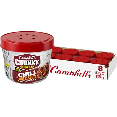 Campbell's Chunky Hot & Spicy Chili w/ Beans Microwavable Bowls 8-Pack 15.25-Ounce Deal