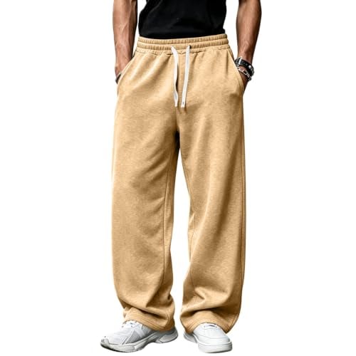 Baggy Wide Leg Sweatpants with Elastic Waist and Drawstring Deal