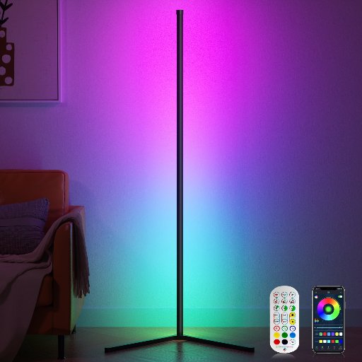 DAYBETTER Smart LED Corner Floor Lamp, RGB, Music Sync, App & Remote Control