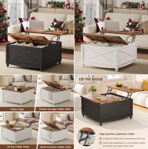 31.5" Lift Top Coffee Table with Storage