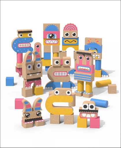 Geoffrey's Toy Box Make A Monster 100-Piece Solid Wood Block Set Deal