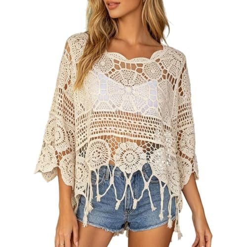 Crochet Hollow Out Cover Up Tops - Many Colors  Deal