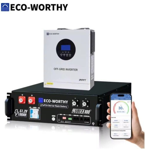 ECO-WORTHY 5.12kWh 48V Home Backup Power System 5kW Inverter + 100Ah Battery Deal