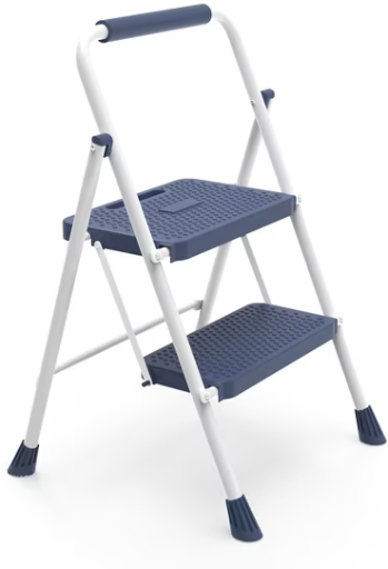 edx 2 Step Ladder, Portable Folding Step Stool, Blue-White Deal