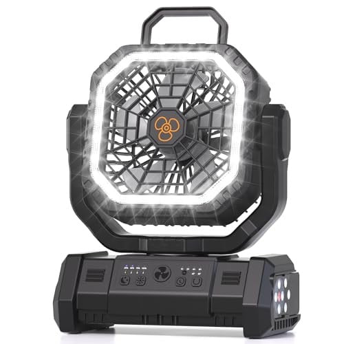 Honesorn 20000mAh Rechargeable Portable Fan w/ LED Light, Remote & 4 Speeds (Black) Deal