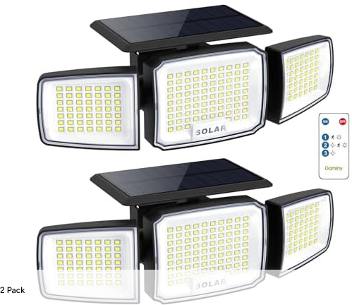 DAMINY Solar Security Light with Radar Motion Sensor 2-Pack