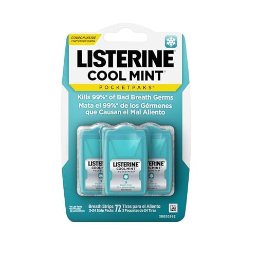 Listerine PocketPaks Cool Mint Breath Strips, 3 Pack, 24 Strips