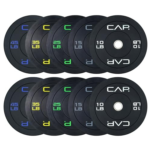 CAP Barbell Economy Olympic Bumper Plates, 260 Lb Set