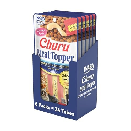 INABA Churu Lickable Purée Cat Food Topper 24-Pack 0.5-Ounce (Chicken Recipe)