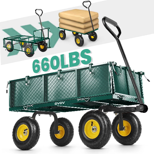 GVDV Heavy Duty Steel Garden Cart with Liner, 40" x 20", 660lbs Capacity Deal