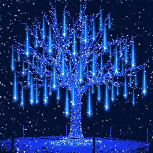 Aukora 26.9-ft 8-Tube Blue LED Meteor Shower Rain Lights (192 LEDs, 30cm Tubes)