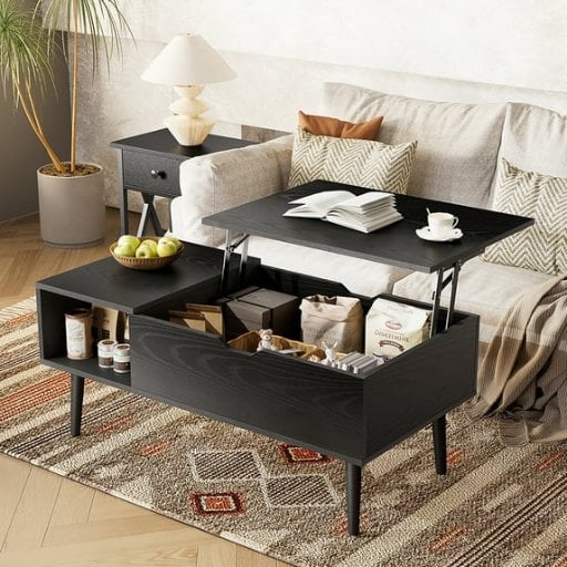 Gianna Wood Lift Top Coffee Table with Hidden Compartment and Adjustable Storage Shelf (39.4"Lx19.6"Wx17.4"H) Deal