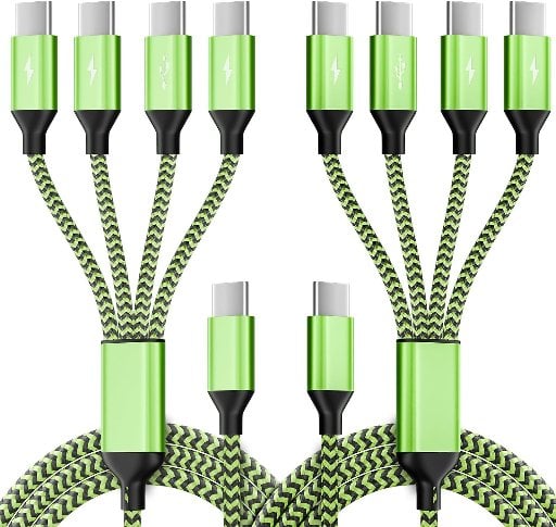 Jogrytece 2-Count 5' 4-in-1 USB-C Charging Splitter Cables Deal