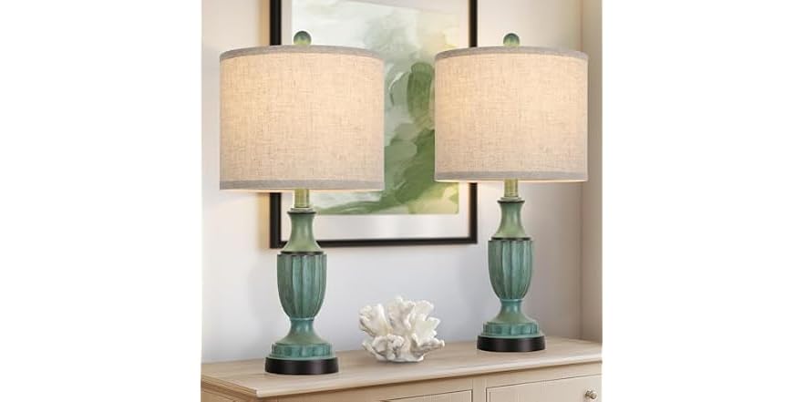 TOBUSA Table Lamp Green 2-Pack Deal