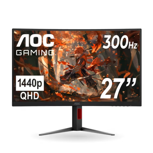 AOC 27" 1440p 300Hz 0.3ms 1500R Curved Gaming Monitor