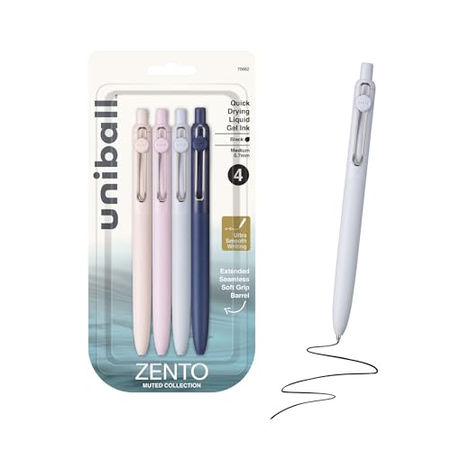 Uniball Zento Gel Pens, Black Ink, 0.7mm Medium Point, 4 Count Deal