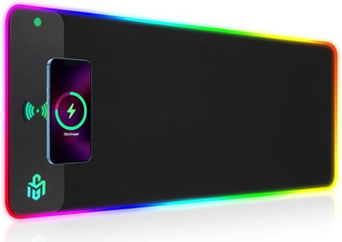 GIM RGB Wireless Charging Gaming Mouse Pad w/ 15W LED Extra-Large Mouse Mat