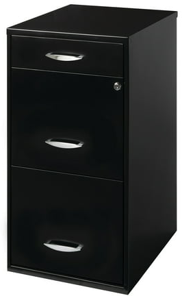 Space Solutions 3 Drawer Letter Width Vertical File Cabinet with Pencil Drawer, Black