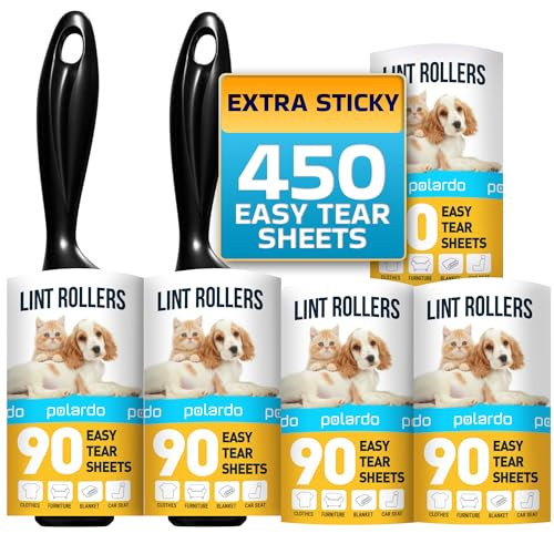 Lint Rollers for Pet Hair, Sticky, Remover 5 Large Lint Rollers