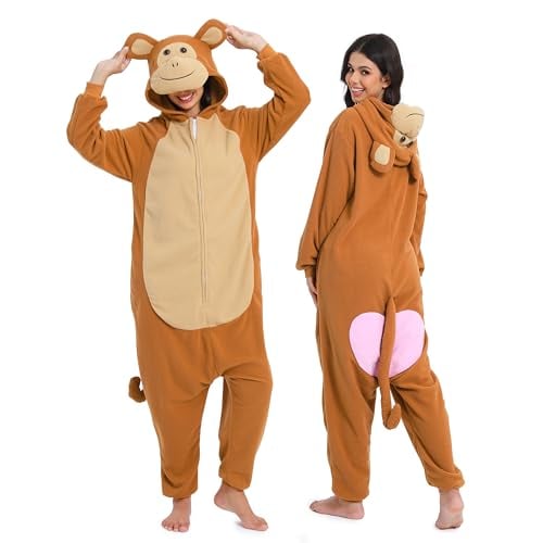 Naitoke Adult Halloween Hooded Fleece Onesie (Brown Khaki or Yellow Chick)