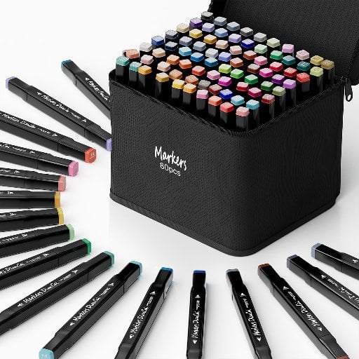 Alcohol Markers 80 Colors Dual Tip Chisel & Fine