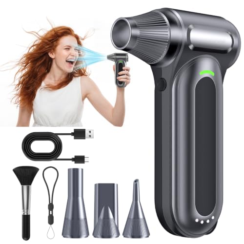 Faogo 170,000-RPM 4-Speed Cordless Electric Air Duster for PC, Keyboard & Electronics (Gray)