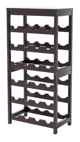 WRONWA Freestanding Bamboo Wine Rack Shelf w/ Table Top 24-Bottle