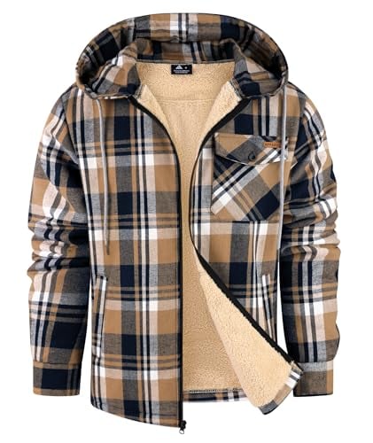 SWISSWELL Mens Sherpa Lined Fleece Flannel Zip Up Hoodies