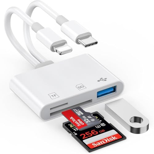 Dual Port SD Card Adapter for iPhone, iPad & USB-C Devices