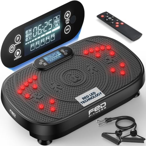 Vibration Plate Exercise Machine with Red Light, 120 Speeds, Supports 350 LBS