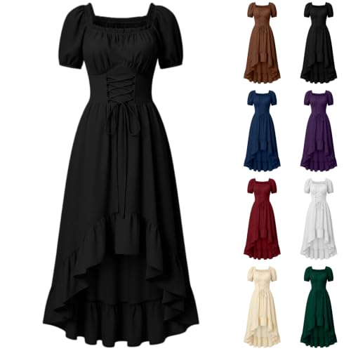Renaissance Costume Women Medieval Victorian Short Sleeve Dress Deal