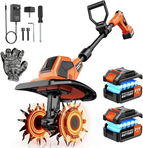 (Prime Deal) Lazerny 20V 400RPM Cordless Tiller Cultivator