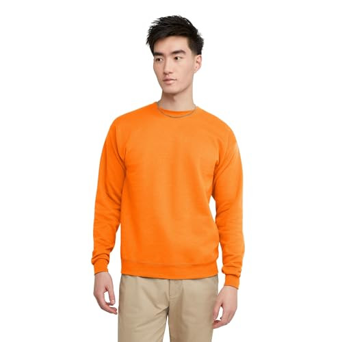 Hanes Men's EcoSmart Fleece Crewneck Sweatshirt Safety Orange
