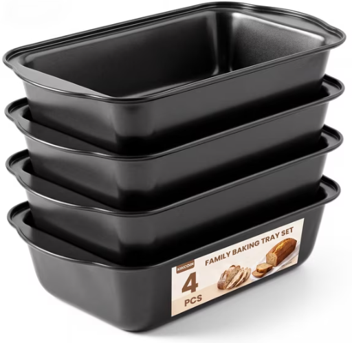 Kikcoin 4-Piece Loaf Pan Set, 9.45" × 5.12", Non-Stick
