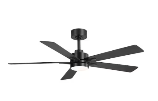 Breezary Charlie 52 in. Integrated LED Indoor All-Black Ceiling Fan with Light and Remote Control