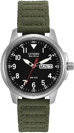 REFURBISHED Citizen Eco-Drive Chandler Men's Calendar Black Dial Green 37mm Watch BM8180-03E Deal