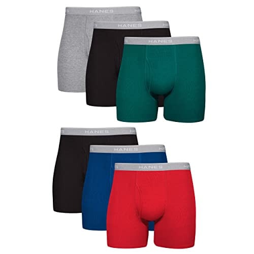 Hanes Mens Underwear Boxer Briefs 6-Pack