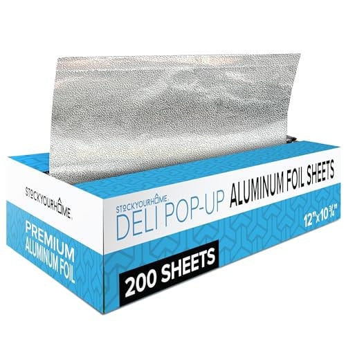 200-Count 12" Pre-Cut Deli Aluminum Pop Up Foil Sheets