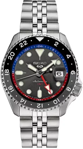 Seiko 5 Sports GMT Men's 43mm Charcoal Dial Stainless Steel Automatic Watch Deal