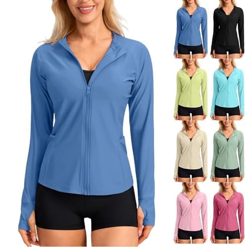 Women's Full Zip Sun Hoodie with Thumb Holes and Pockets Deal