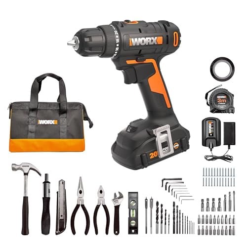 Worx 20V Cordless Drill Driver, 84pc Accessory Kit Deal