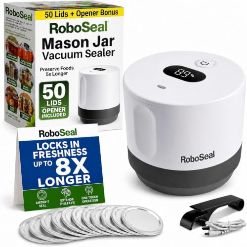 Roboseal Electric Mason Jar Vacuum Sealer Kit with 50 Lids Deal