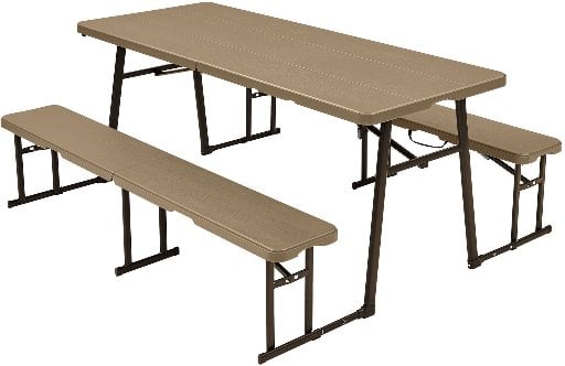 Living and More 3-Piece Picnic Table Set, 6 Foot Polyethylene Folding Table Deal