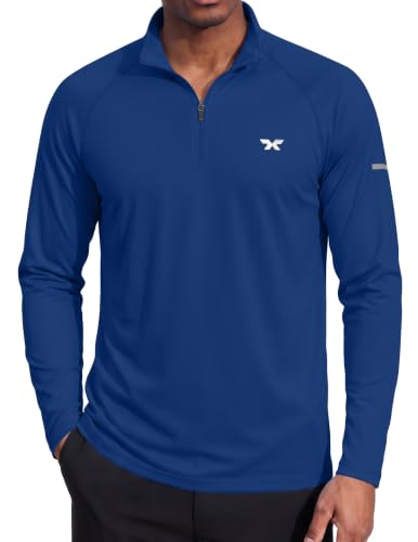COOFANDY Mens Quarter Zip Pullover Long Sleev Running Athletic Sun Shirt