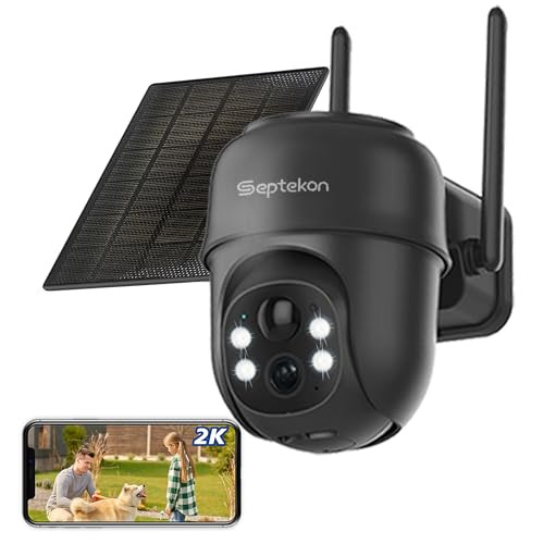 Septekon 2K Solar Battery Powered 360°PTZ Security Camera