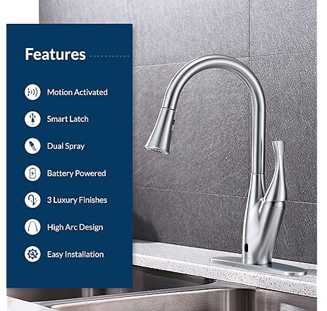 Bio Bidet by Bemis FLOW X Motion Activated Single-Handle Pull-Down Sprayer Kitchen Faucet, Chrome